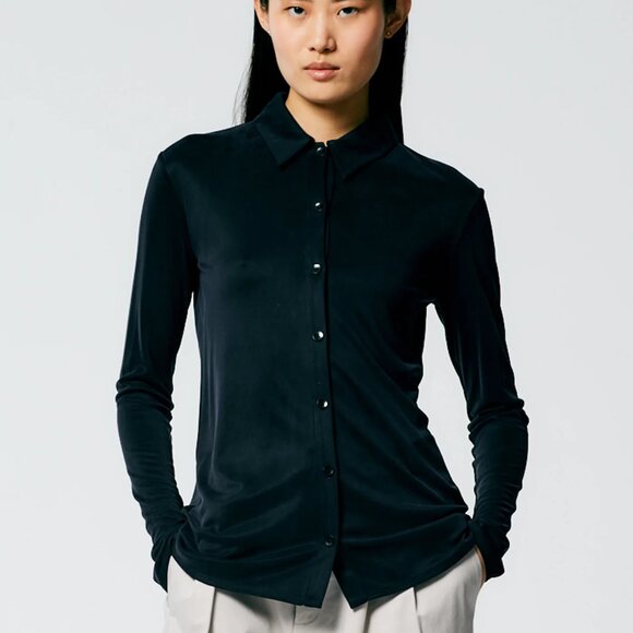 Tibi Deeba Cupro Slim Shirt, black, 00, NWT - Picture 5 of 7